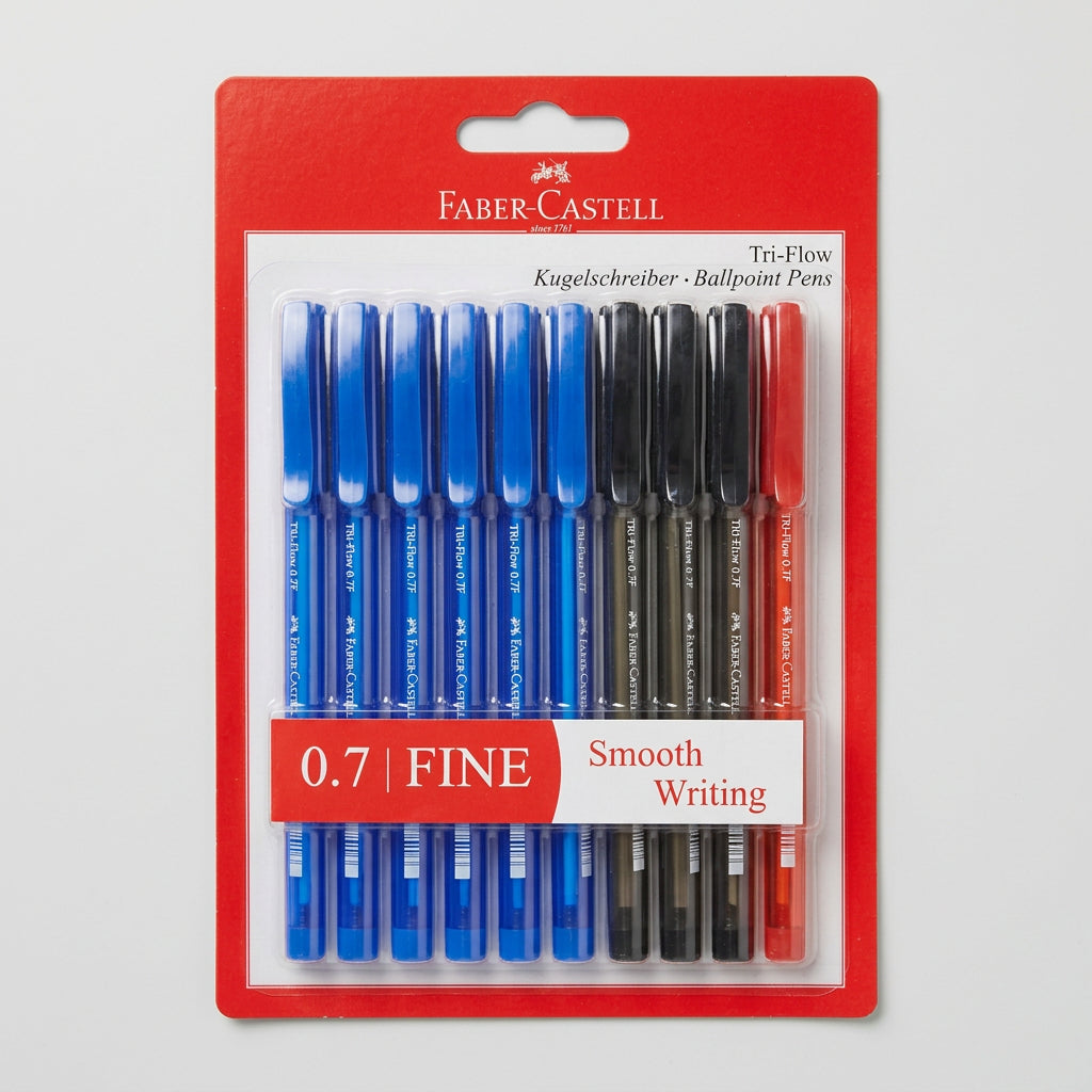 FaberCastell Ball Pens Tri-Flow(6 Blue - 3 Black - 1 Red)