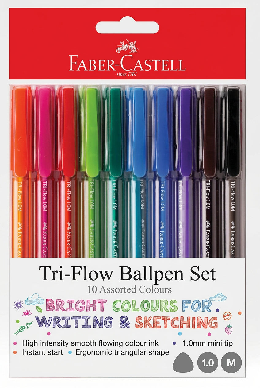 FaberCastell Pens Tri-Flow Bright Colors Assorted